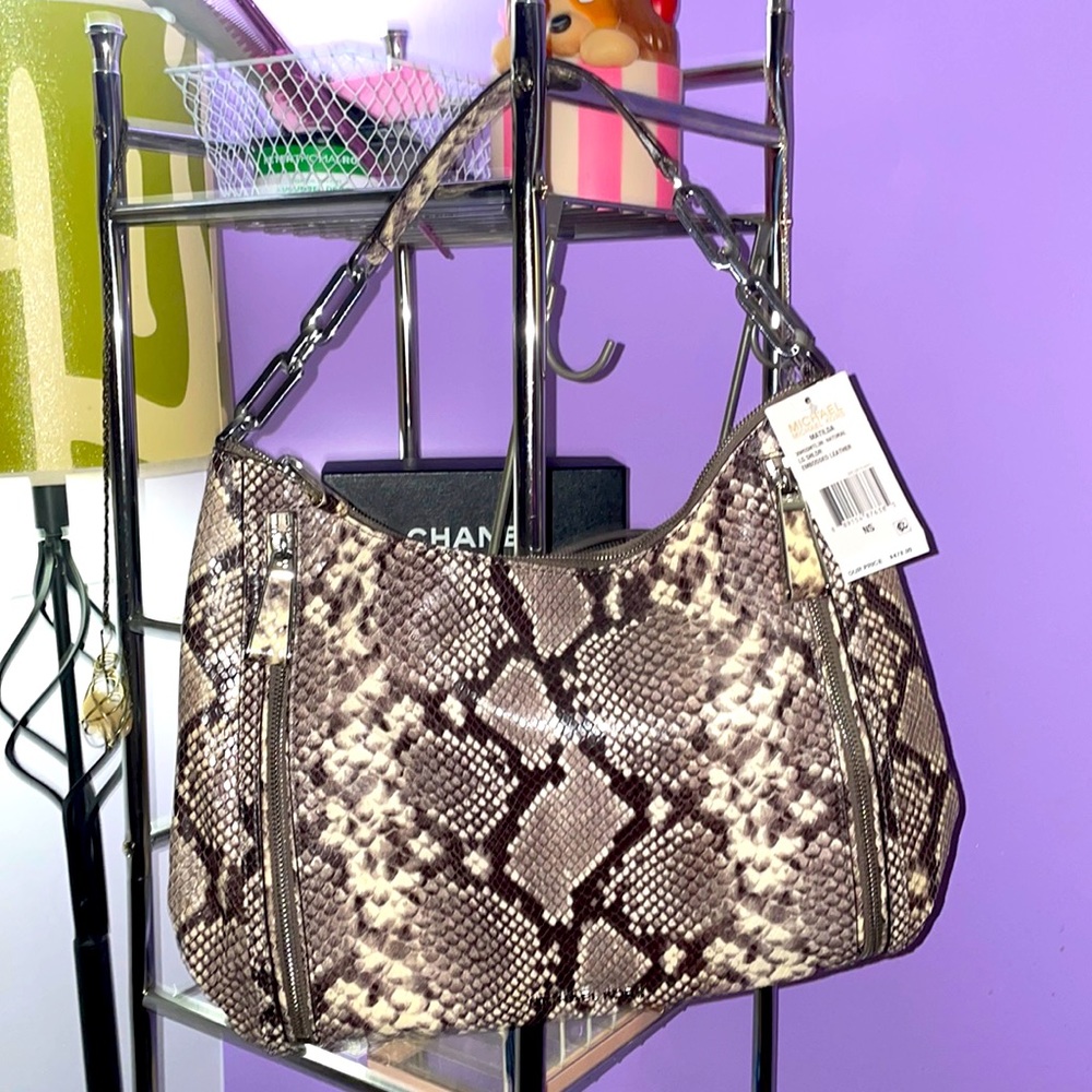 Michael Kors Matilda Large Shoulder Bag, Python Embossed Leather